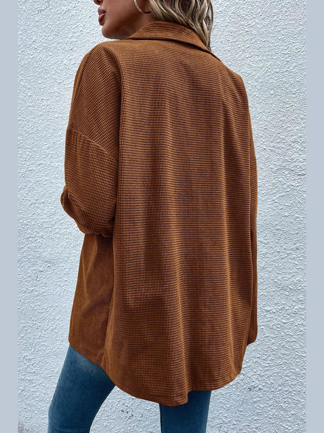 Pocketed Snap Down Long Sleeve Jacket