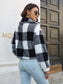 Women Plaid Dropped Shoulder Buttoned Jacket nicholesgifts