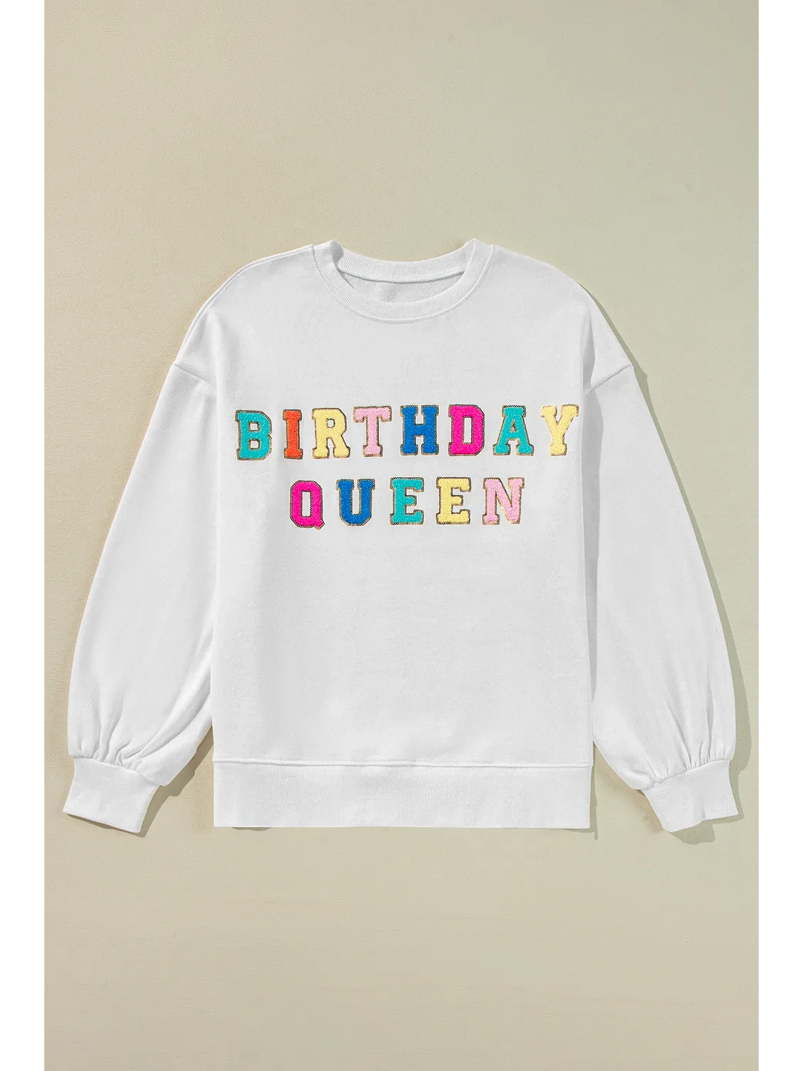 BIRTHDAY QUEEN Sequin Round Neck Long Sleeve Sweatshirt nicholesgifts