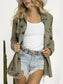 Collared Neck Star Print Long Sleeve Denim Jacket nicholesgifts
