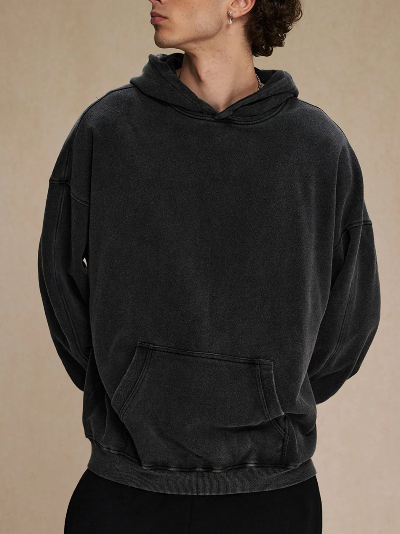 Men's Washed Oversized Long Sleeve Hoodie NicholesGifts