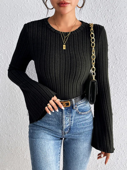 Honey Round Neck Flare Sleeve T-Shirt nicholesgifts