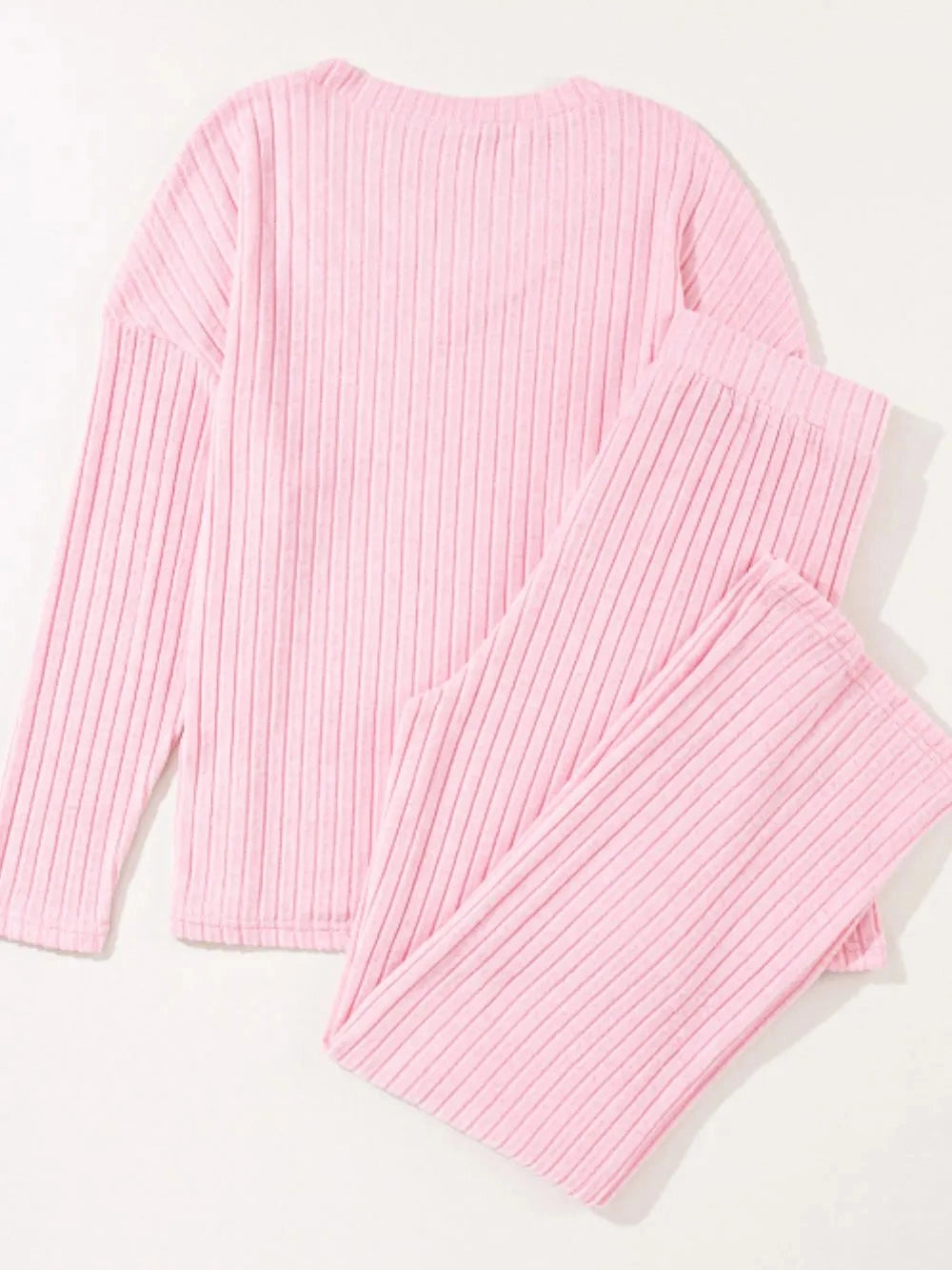 Ribbed V-Neck Top and Pants Lounge Set nicholesgifts