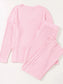 Ribbed V-Neck Top and Pants Lounge Set nicholesgifts
