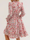 Floral Print Flounce Sleeve Ruffle Hem Dress nicholesgifts
