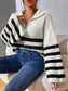 Striped Half Zip Cropped Sweater nicholesgifts