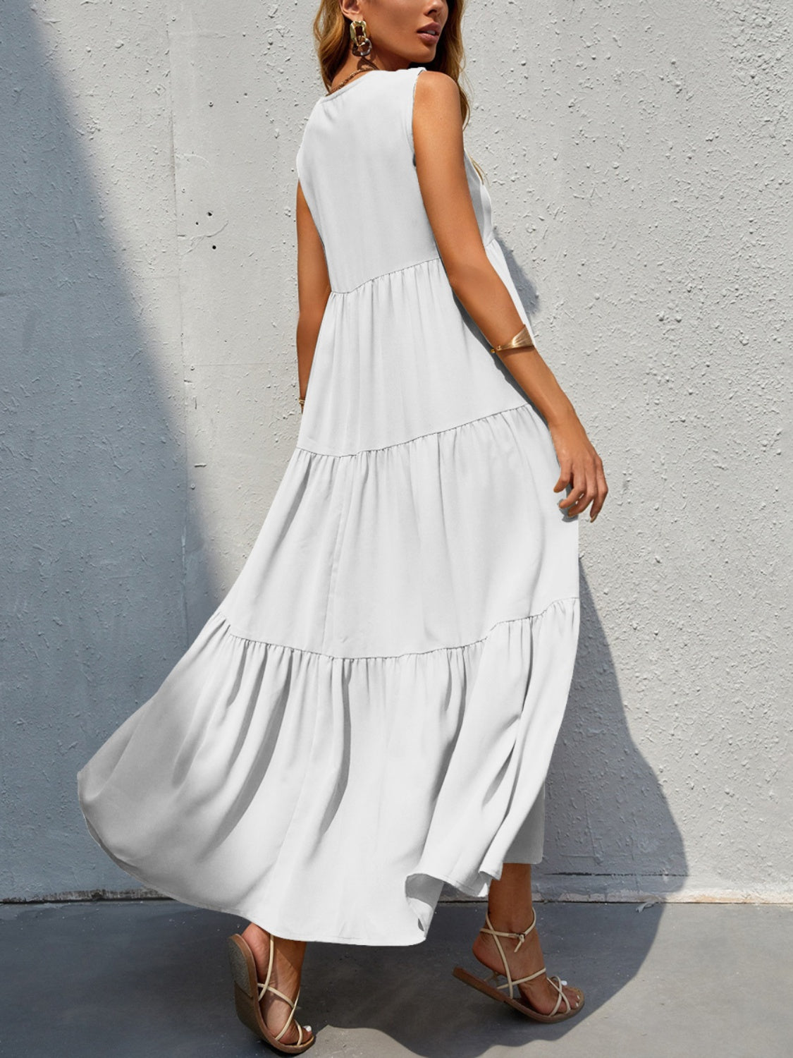 Tiered V-Neck Sleeve Dress nicholesgifts