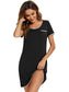 Contrast Trim Pocketed Round Neck Lounge Dress nicholesgifts