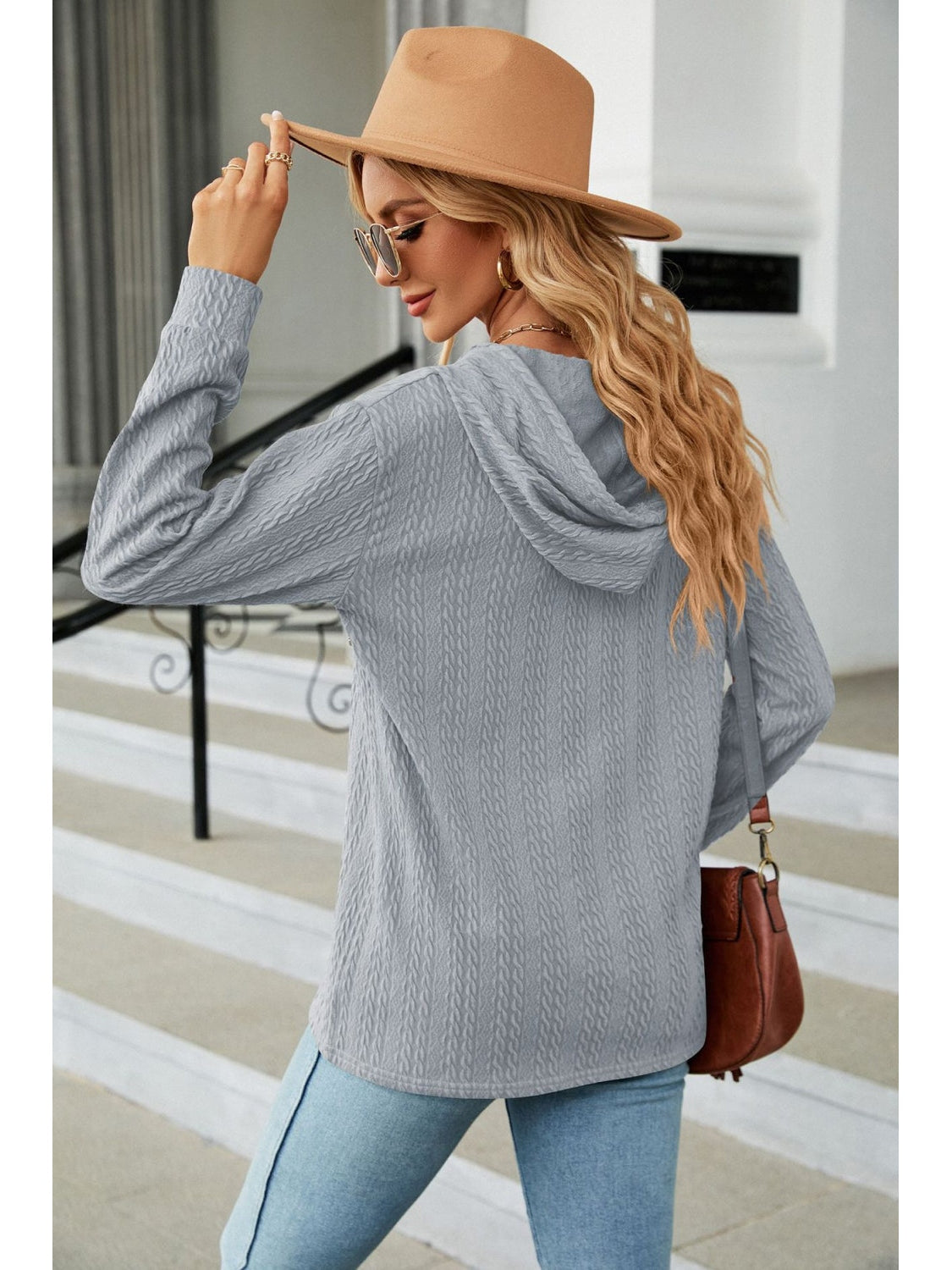 Cable-Knit Long Sleeve Hoodie nicholesgifts