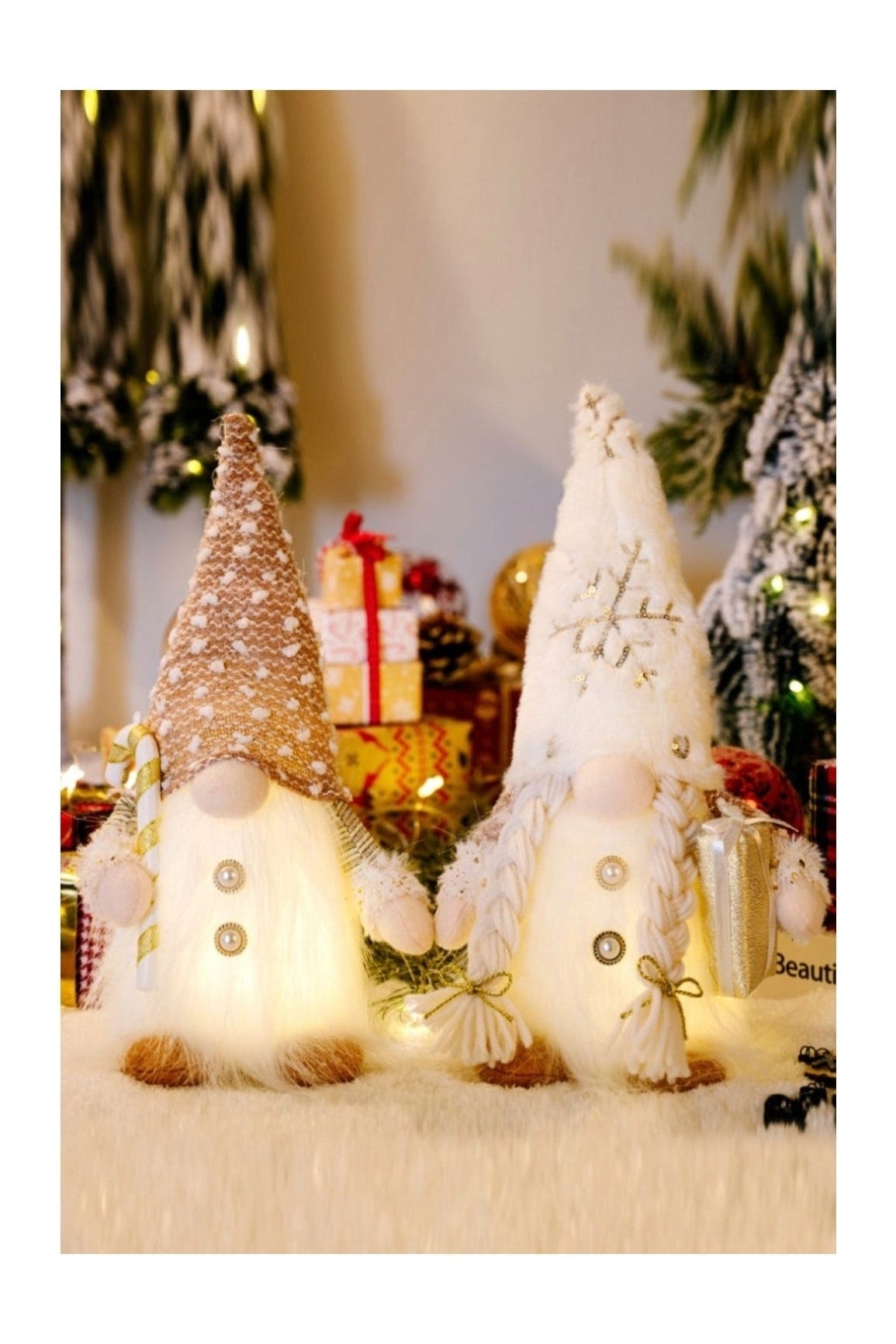 2-Pack Plush Light-Up Christmas Gnomes nicholesgifts