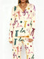 Bow Print Top and Wide Leg Pants Lounge Set nicholesgifts