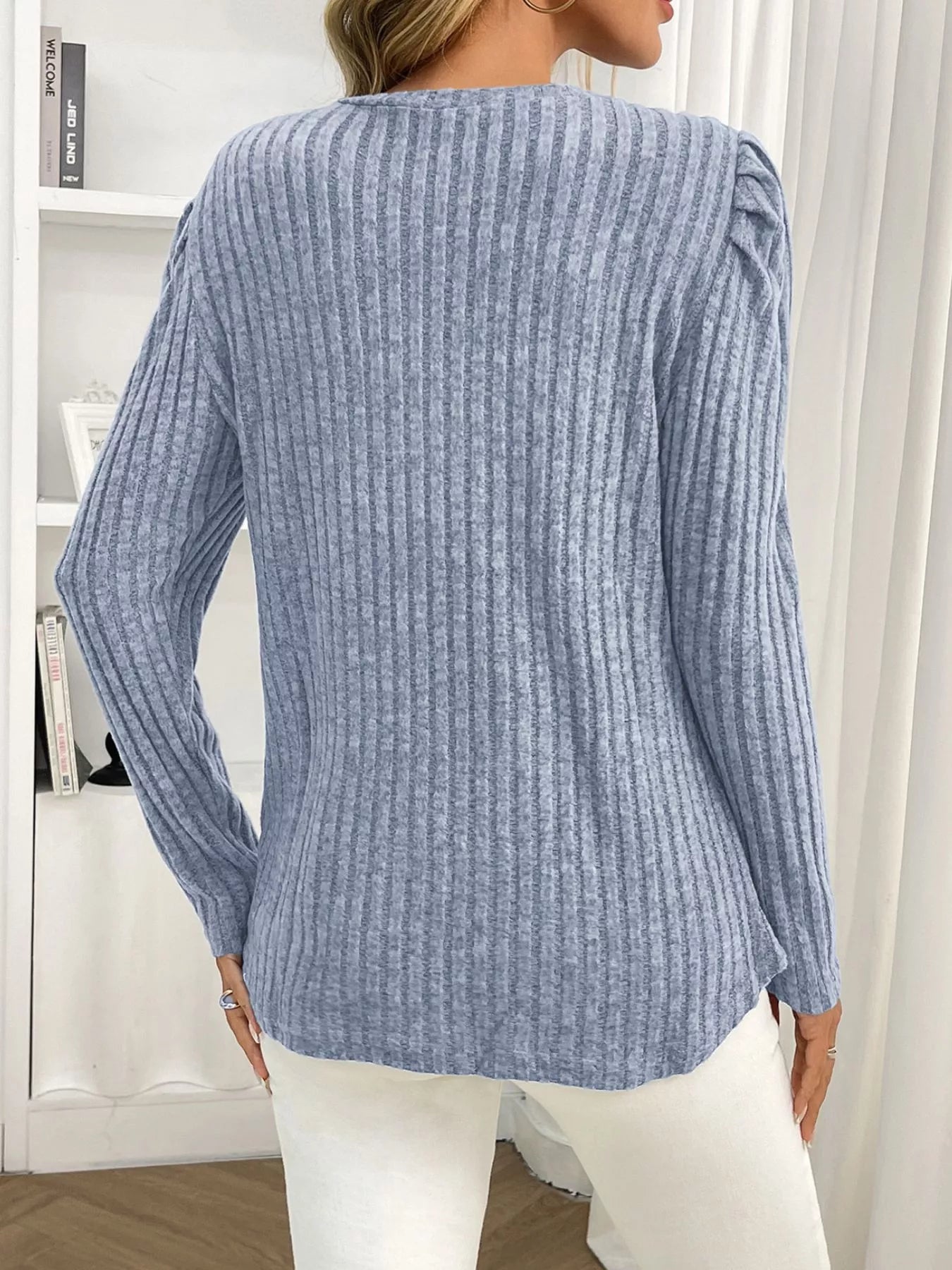 Round Neck Puff Sleeve T-Shirt Trendsi
