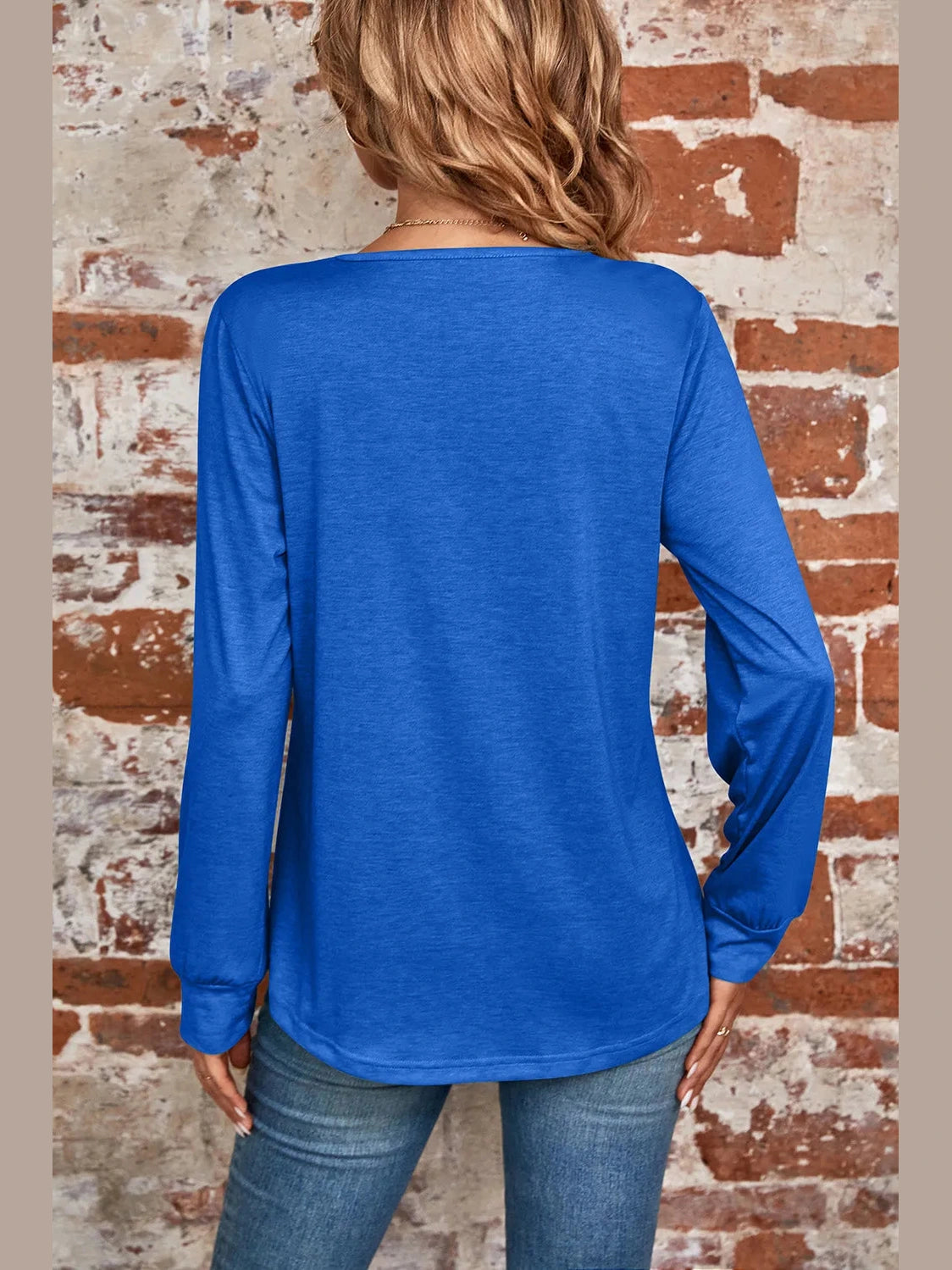 Ruched Square Neck Long Sleeve T-Shirt NicholesGifts