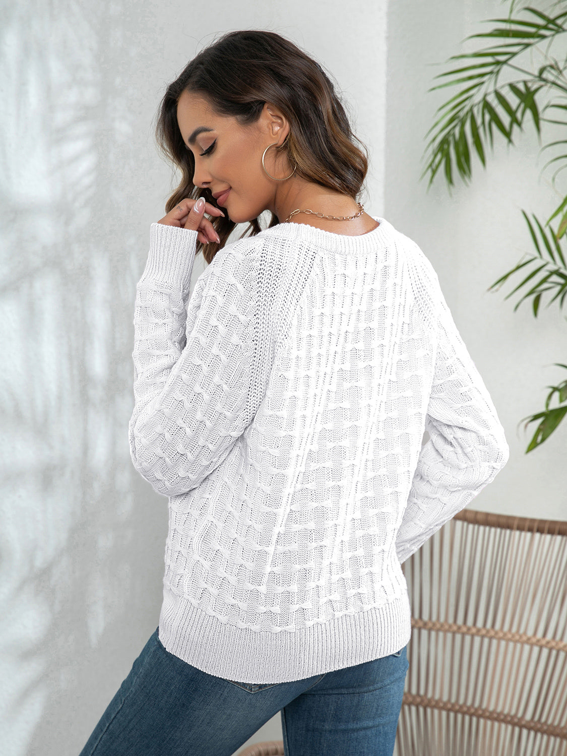 Decorative Button Long Sleeve Sweater nicholesgifts