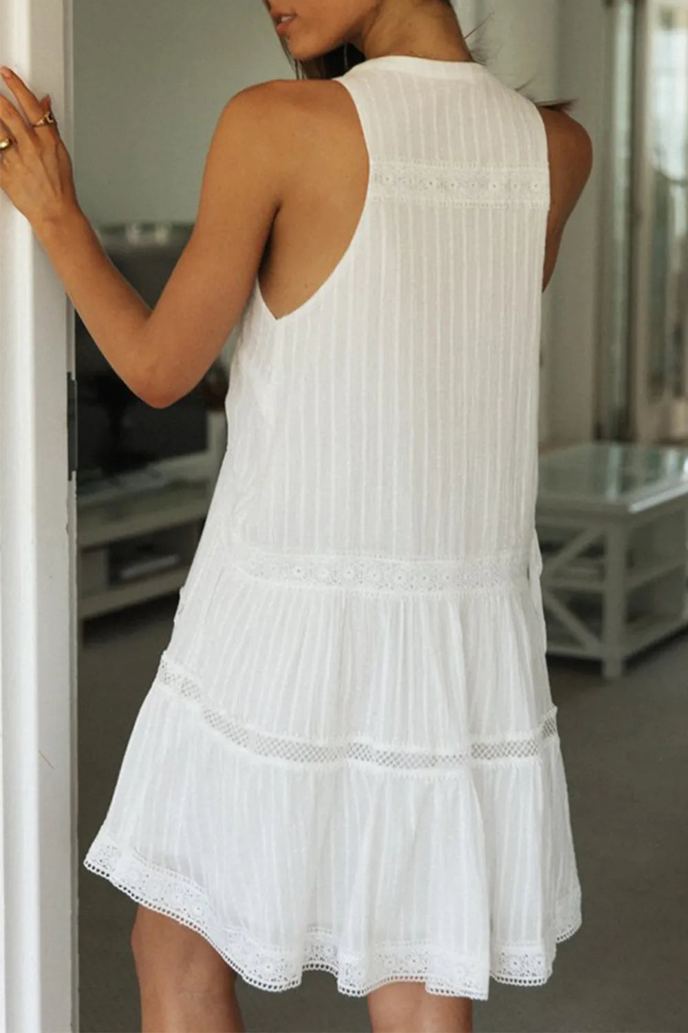 Half Button Sleeveless Mini Dress Trendsi