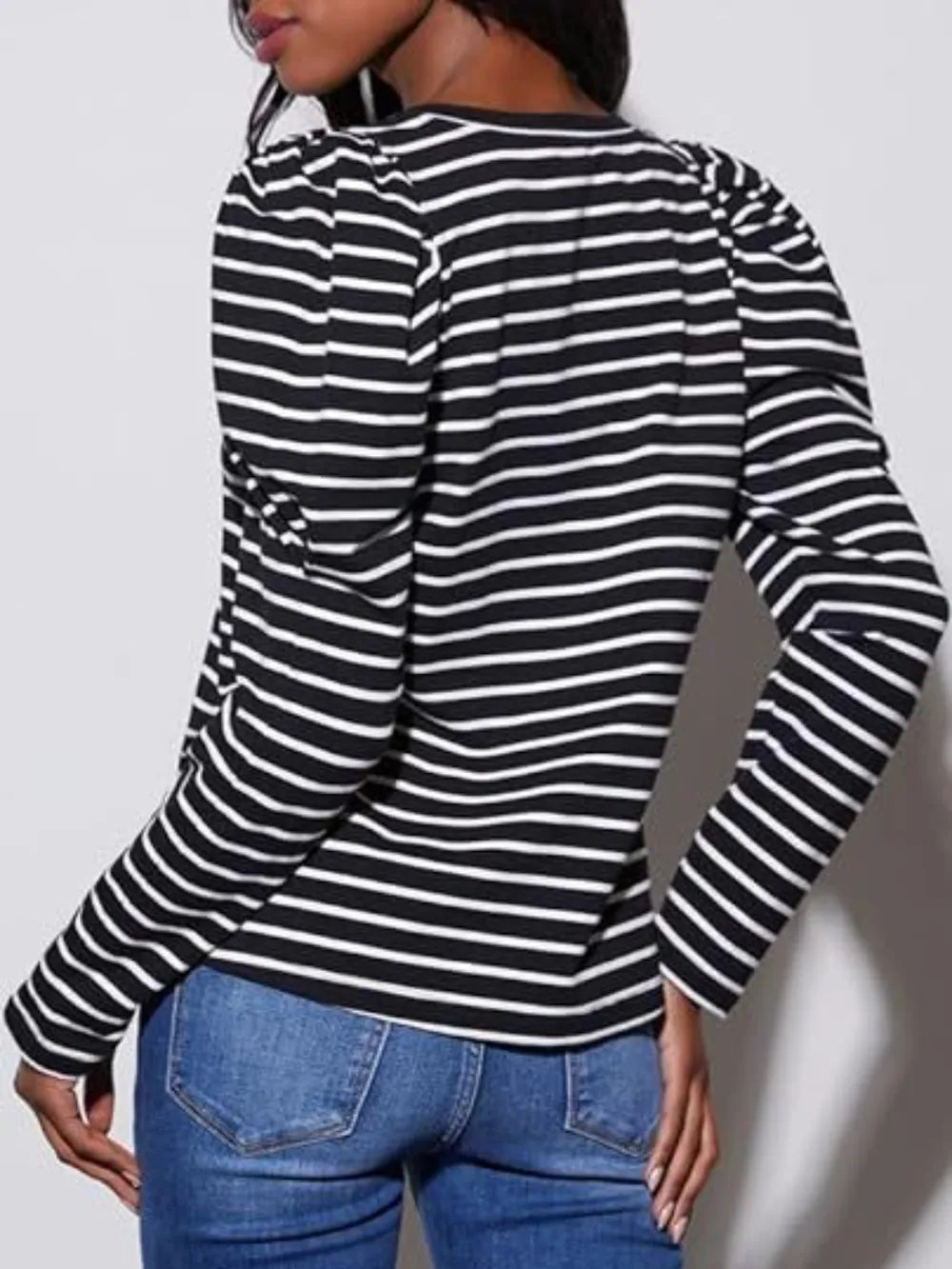 Striped Round Neck Long Sleeve T-Shirt NicholesGifts