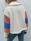 Women Shiny Color Block Button Down Collared Jacket nicholesgifts