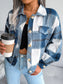 Plaid Collared Neck Long Sleeve Jacket nicholesgifts