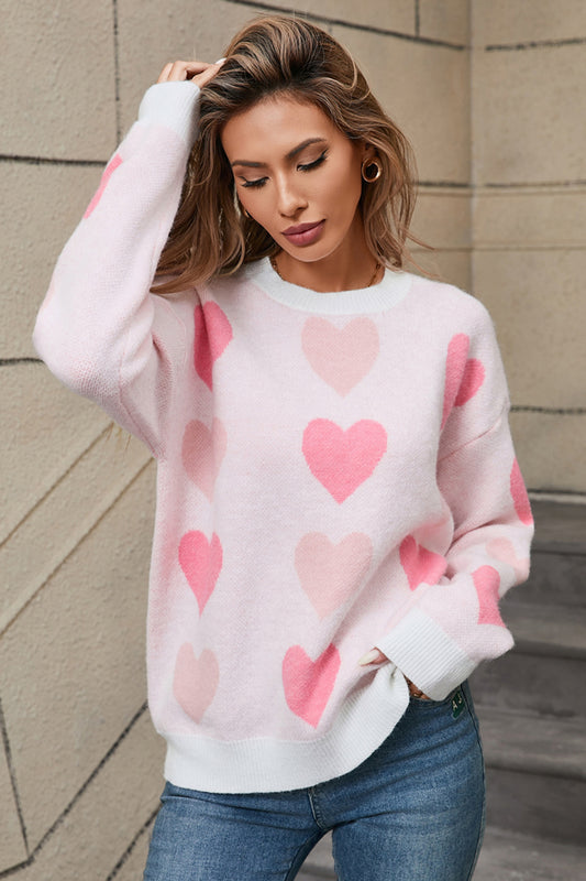 NicholesGifts Women Angel Wings Heart Round Neck Long Sleeve Sweater NicholesGifts
