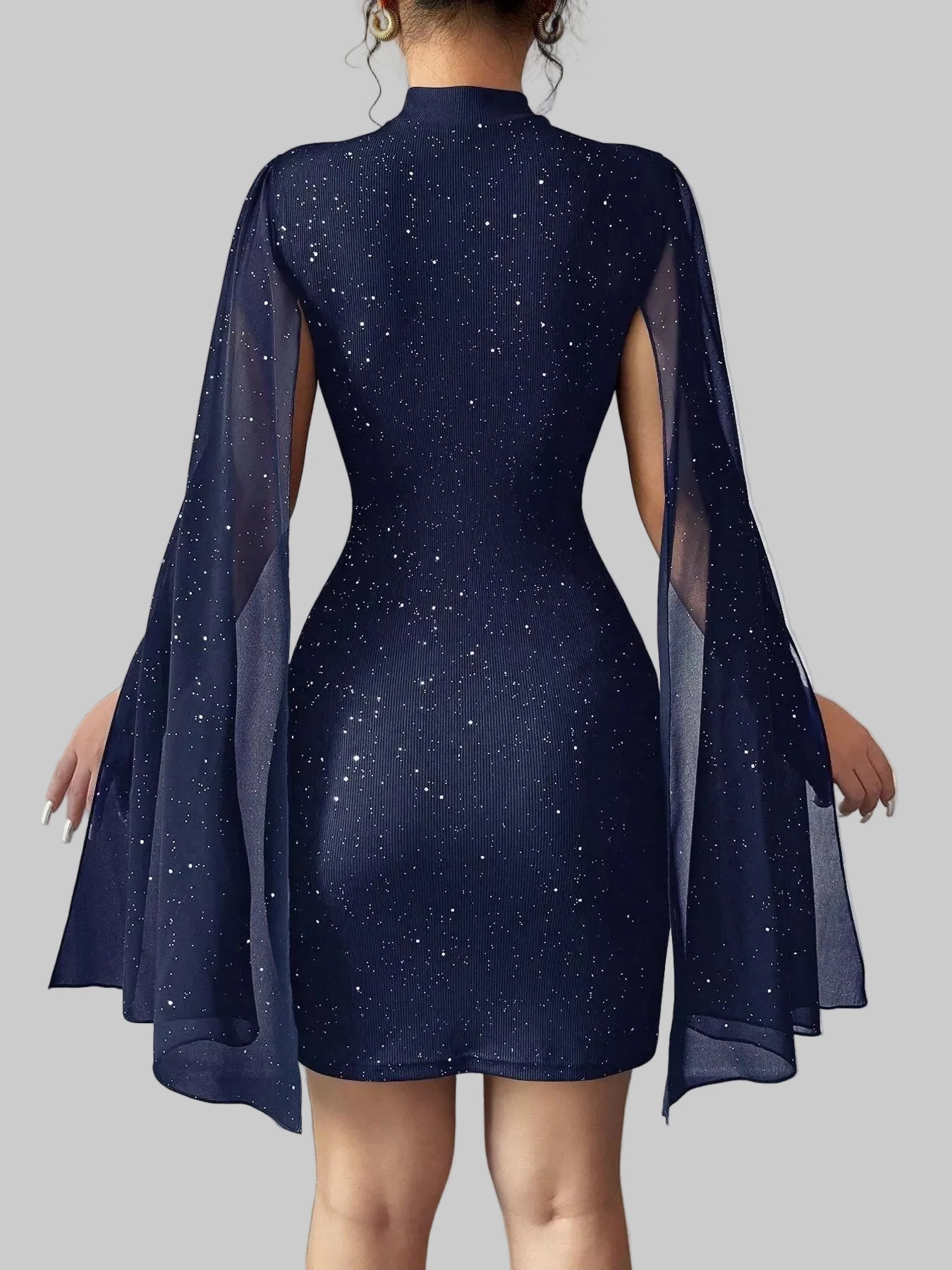 Cutout Bodycon Mini Dress with Cape Sleeves nicholesgifts