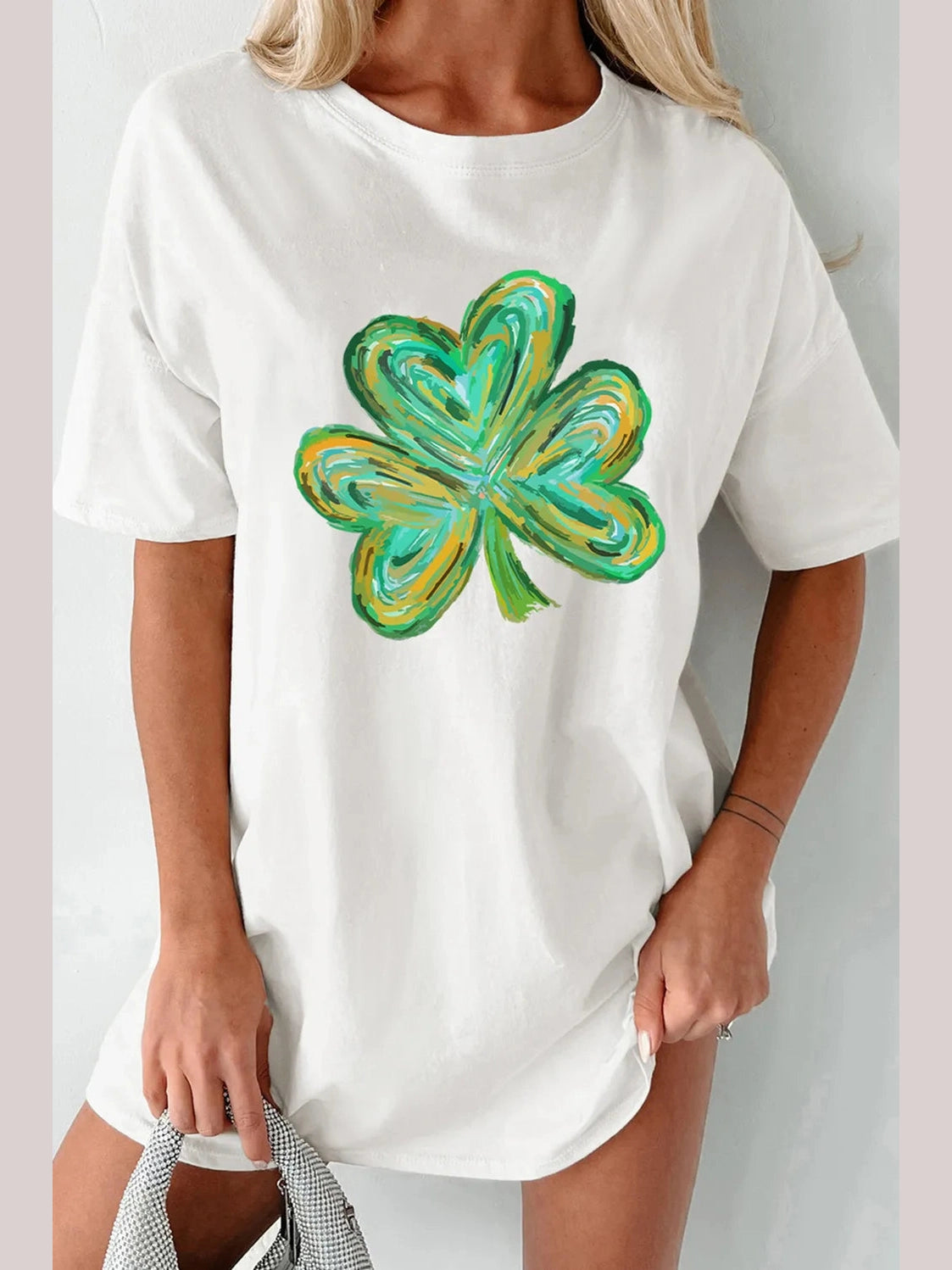 Lucky Clover Round Neck Short Sleeve T-Shirt nicholesgifts