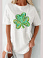 Lucky Clover Round Neck Short Sleeve T-Shirt nicholesgifts