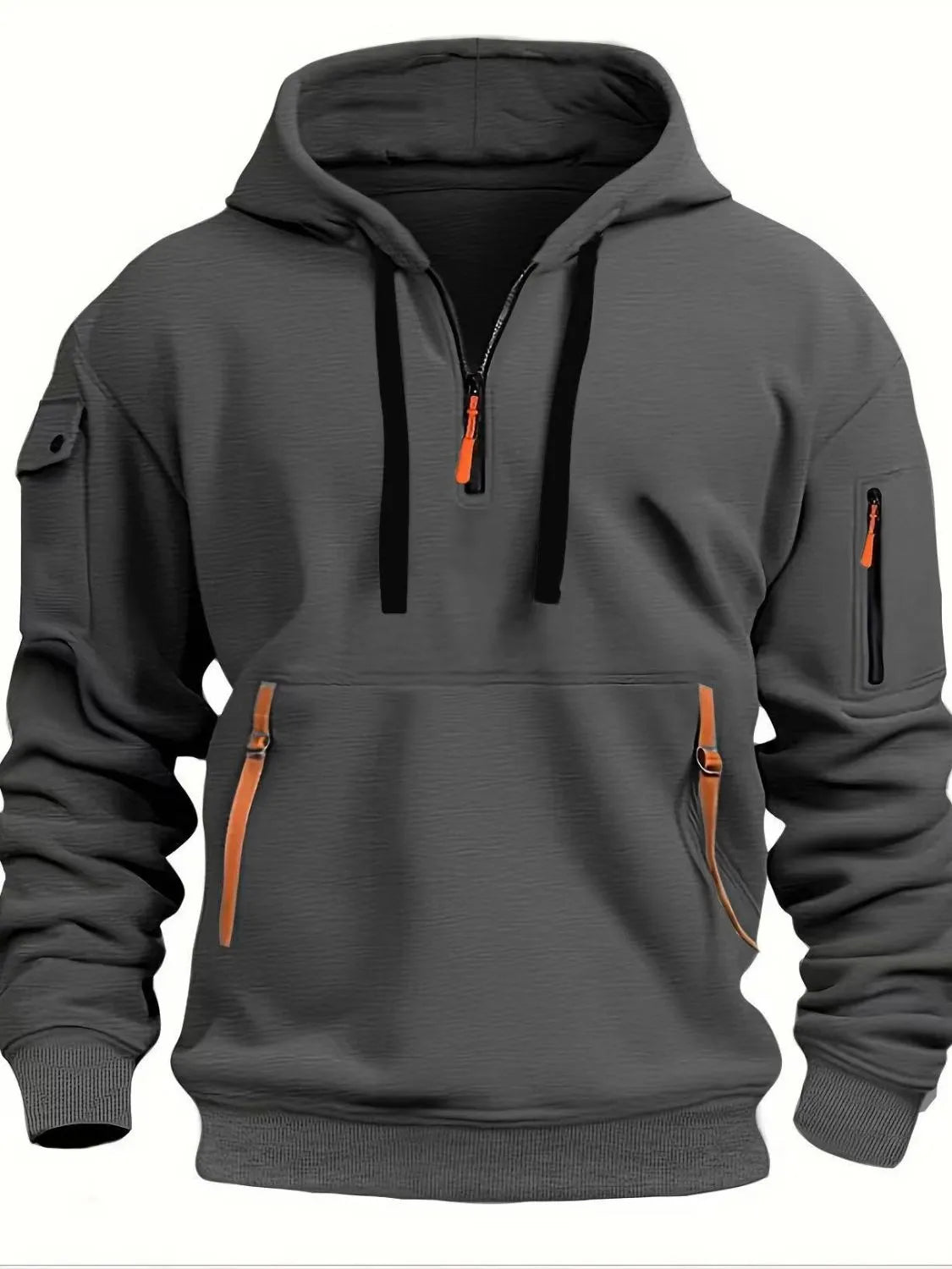 Men's Full Size Half Zip Drawstring Hoodie Plus Size NicholesGifts