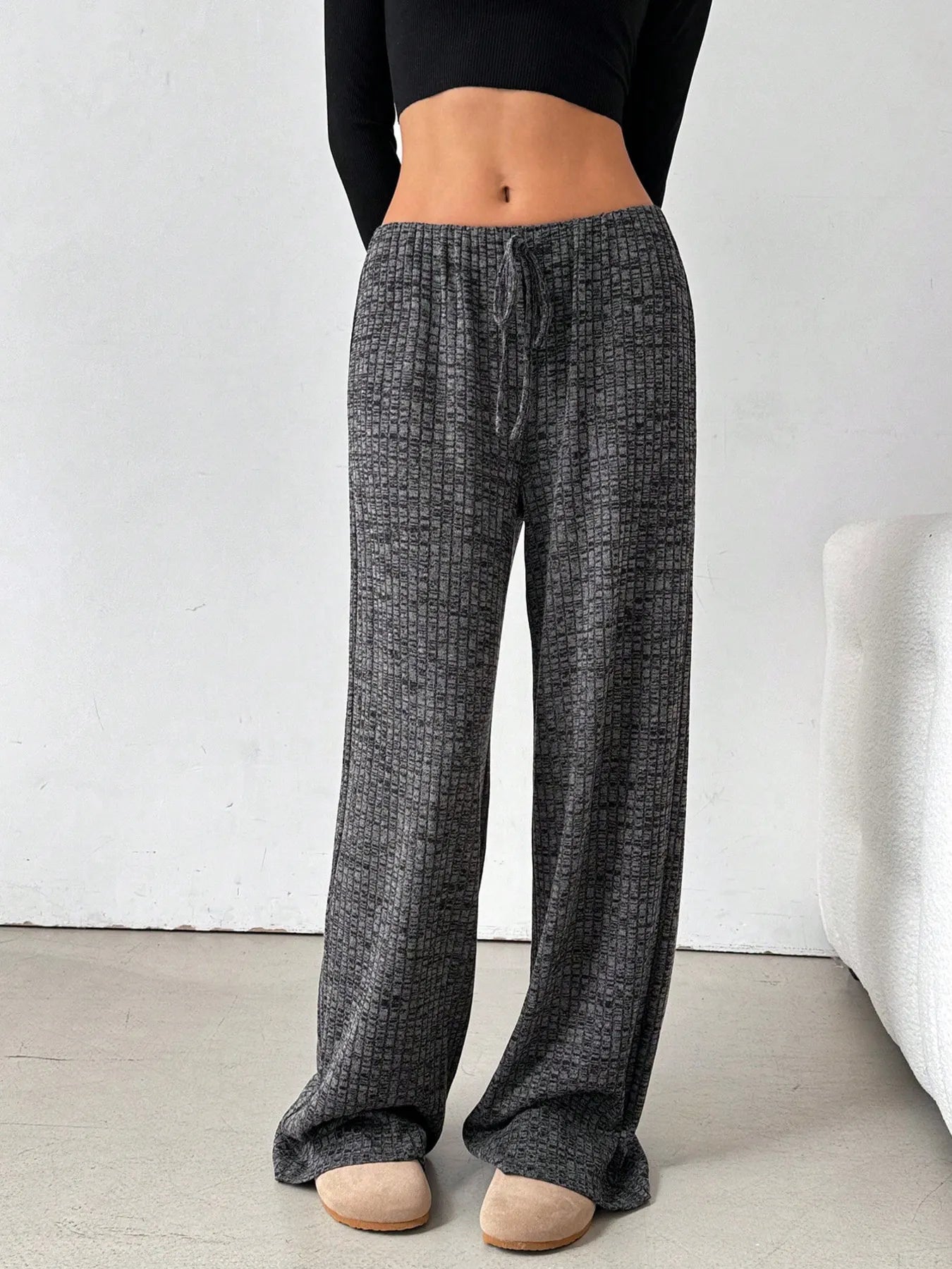 Women Striped Wide Leg Drawstring Pants nicholesgifts