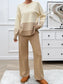 Devine Slit Striped Round Neck Top and Pants Sweater Set nicholesgifts