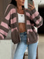 Striped Open Front Long Sleeve Cardigan nicholesgifts