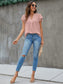 Swiss Dot Notched Flutter Sleeve Blouse nicholesgifts