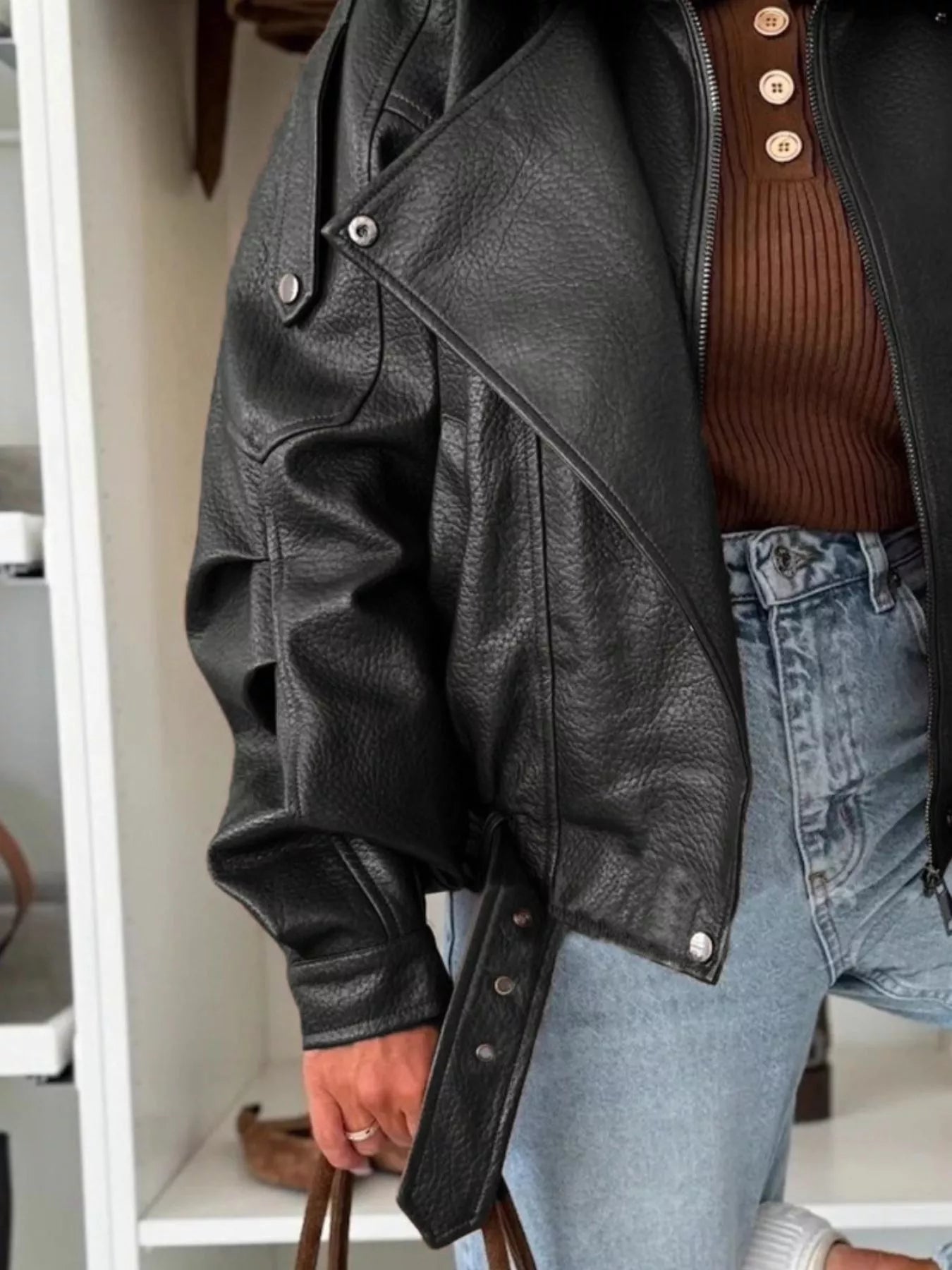 Leather Zip Up Jacket