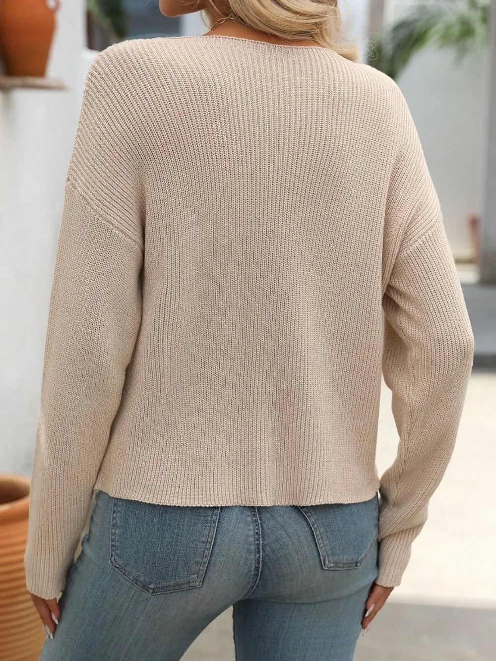 Mandy Round Neck Long Sleeve Sweater Trendsi