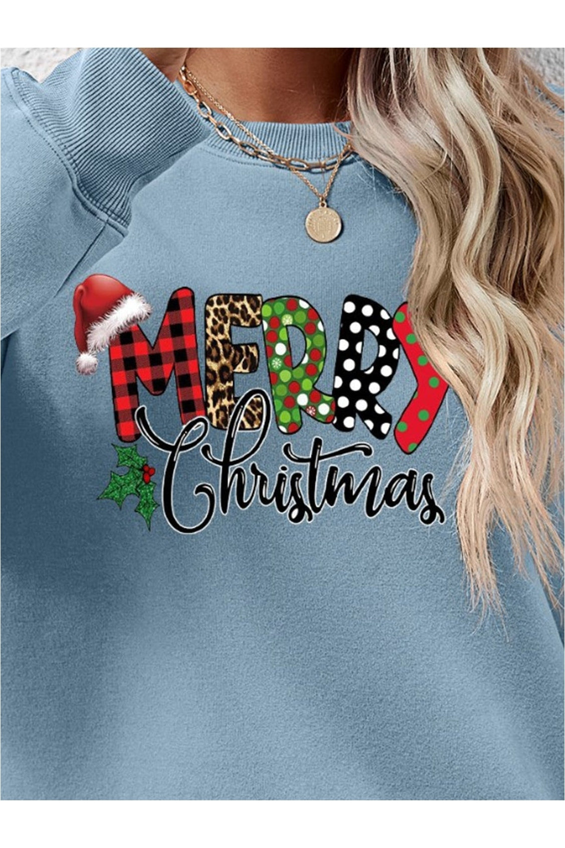 MERRY CHRISTMAS Round Neck Dropped Shoulder Sweatshirt nicholesgifts