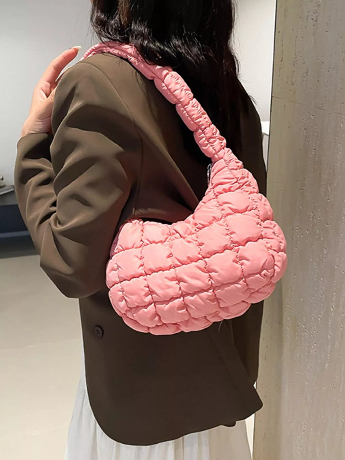 Quilted Ruched Shoulder Bag nicholesgifts