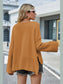 High-Low Slit Round Neck Long Sleeve Sweater nicholesgifts