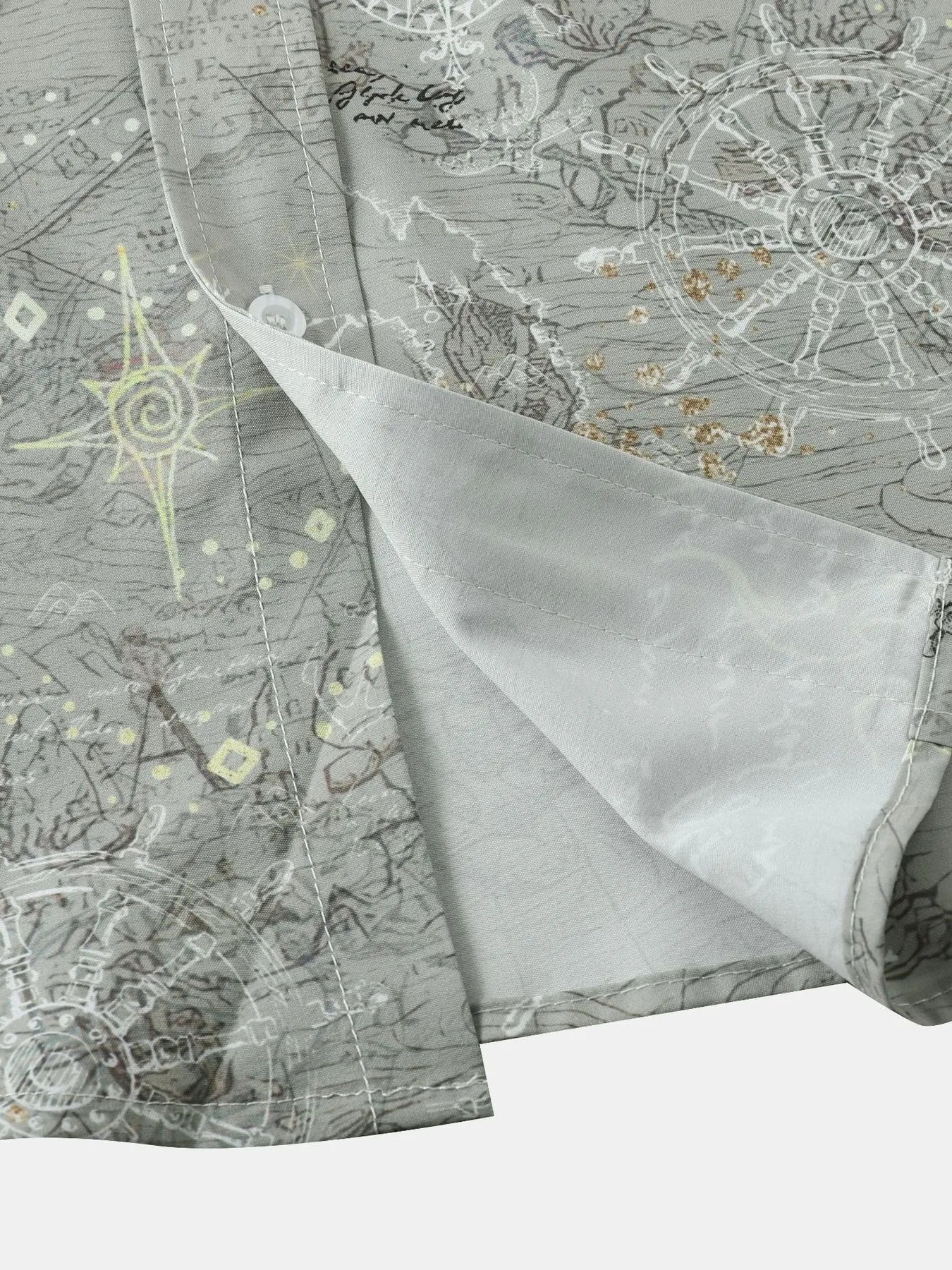 Men's Vintage Map Print Short Sleeve Button Down Shirt NicholesGifts