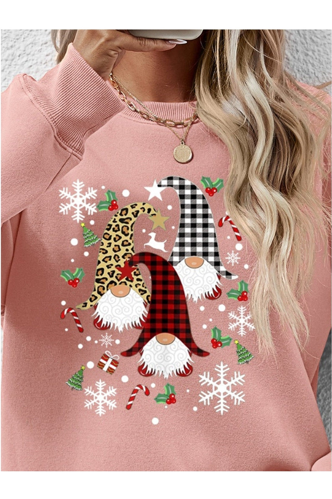 Faceless Gnomes Graphic Drop Shoulder Sweatshirt nicholesgifts