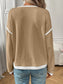 Ribbed Contrast Trim Long Sleeve Top nicholesgifts