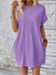 Women Pocketed Round Neck Short Sleeve Dress nicholesgifts