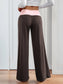 Women Contrast Waistband Wide Leg Pants nicholesgifts