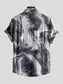 Men's Plus Size Abstract Marble Print Short Sleeve Button-Up Shirt nicholesgifts