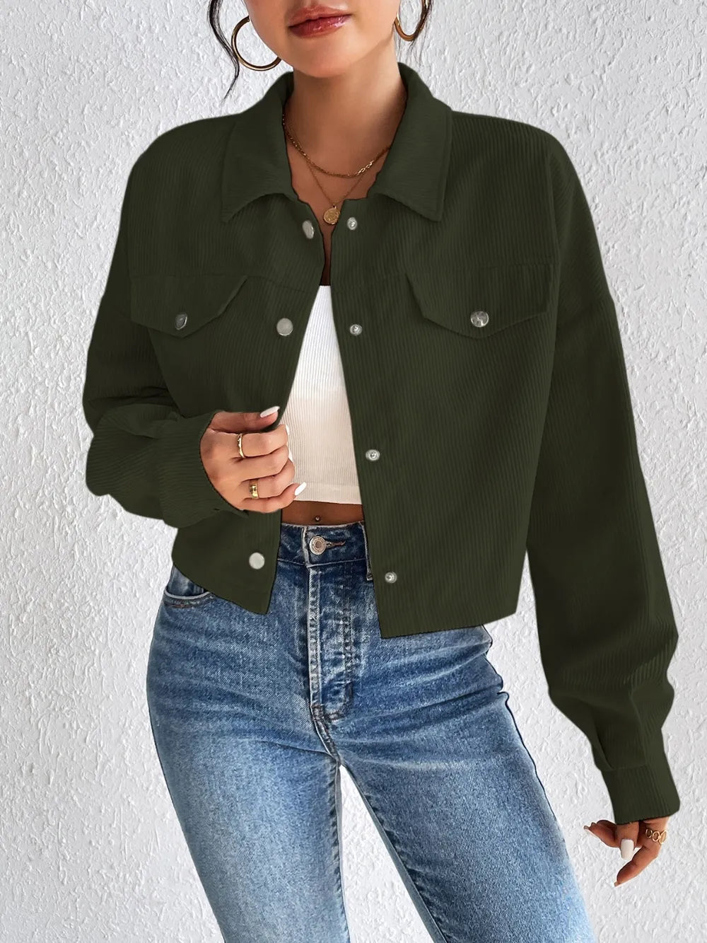 Honey Snap Down Long Sleeve Jacket nicholesgifts