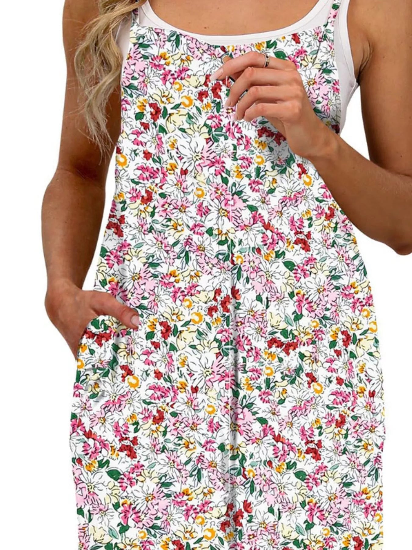 Full Size Floral Print Wide Leg Casual Jumpsuit Plus Size nicholesgifts