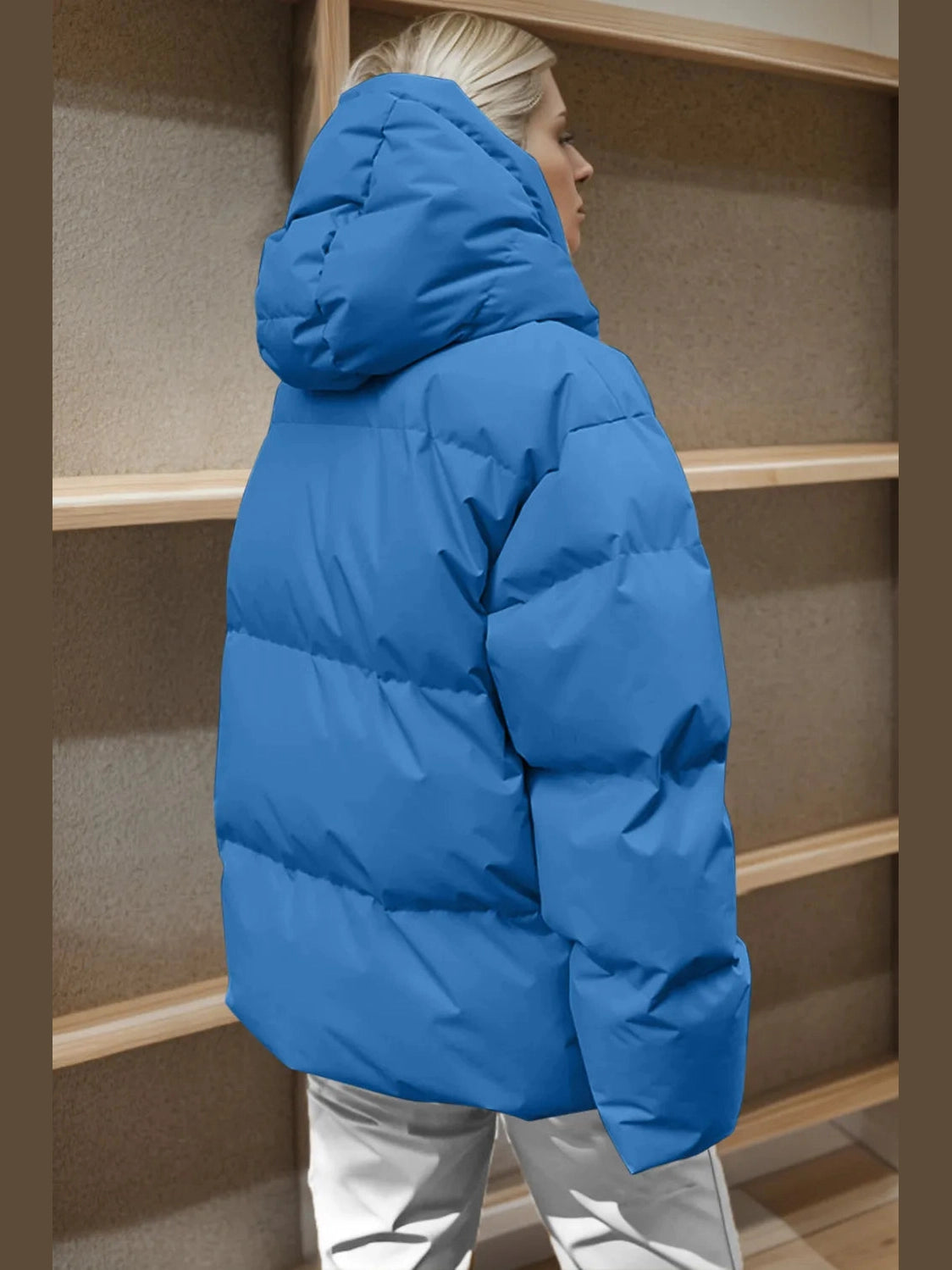 Pocketed Zip Up Hooded Puffer Jacket nicholesgifts