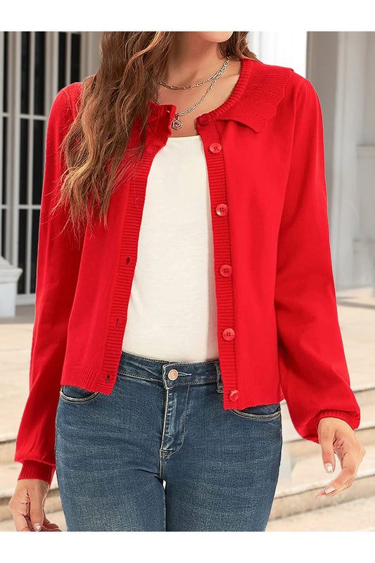 NicholesGifts Women Collared Long Sleeve Button Down Cardigan NicholesGifts