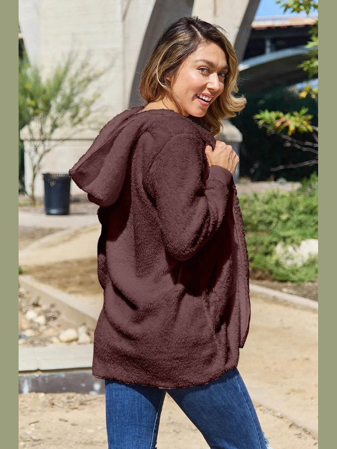 Full Size Teddy Hooded Jacket with Pockets nicholesgifts