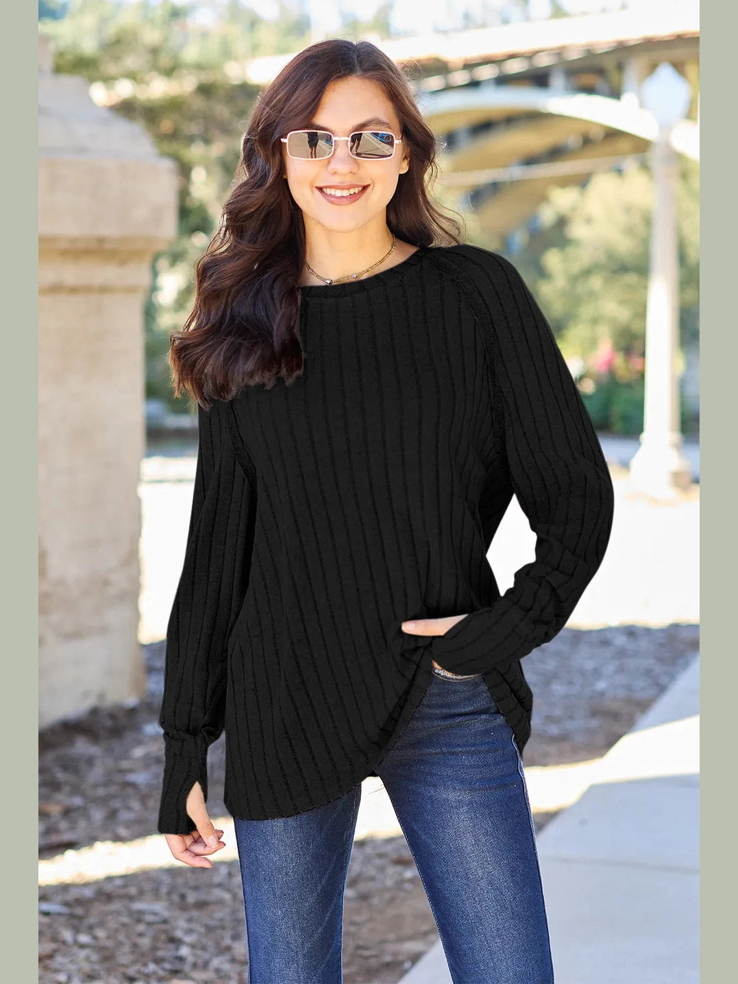 Basic Bae Full Size Ribbed Round Neck Long Sleeve Knit Top nicholesgifts