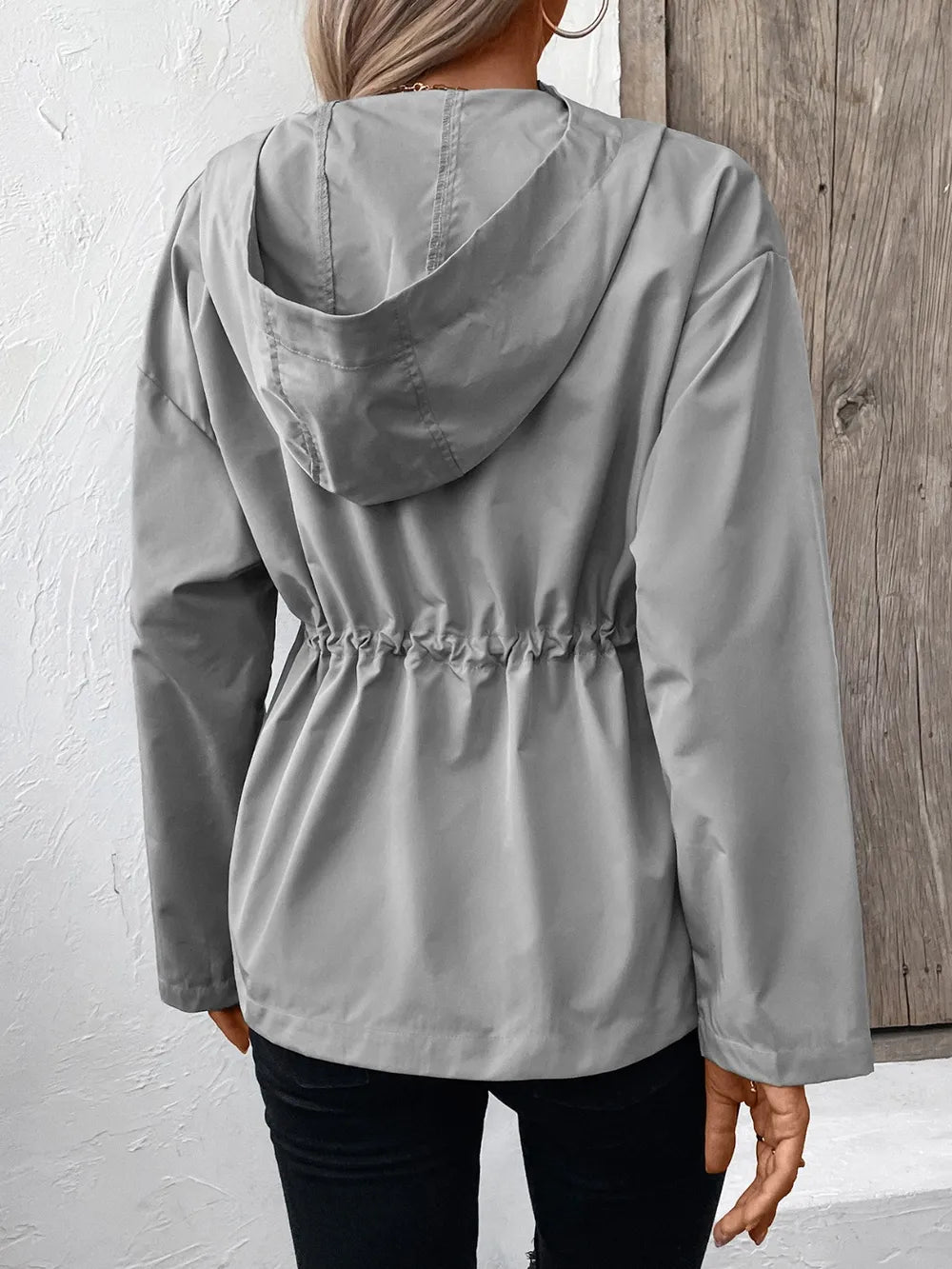 Ivy Lane Drawstring Zip Up Hooded Jacket nicholesgifts