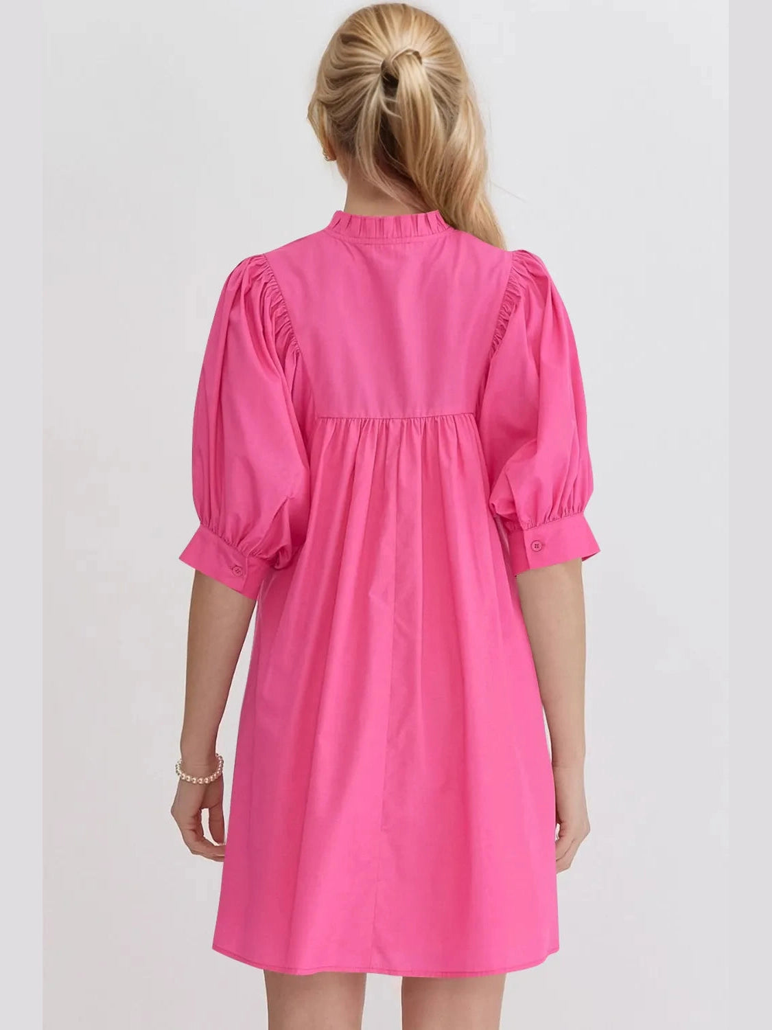 Oh Frill Notched Puff Sleeve Babydoll Mini Dress NicholesGifts